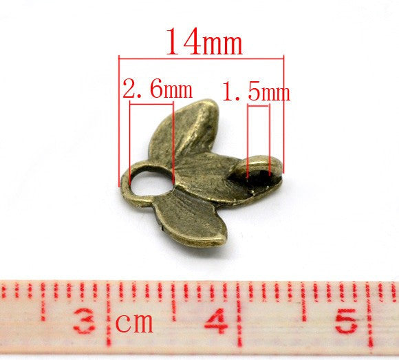 10 Antique Bronze Metal 3-LEAF Charm Connector Pendants 14x13mm. CHB0121