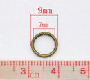 9mm Antique Bronze Open Jump Rings 9x1mm . package of 500 . jum0078b