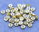 8mm AMBER TOPAZ AB Rhinestone Crystal Spacer Rondelle Beads . 10 pieces . Scalloped Edge . bme0210