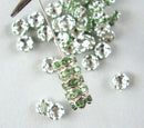 8mm SPRING GREEN Rhinestone Crystal Spacer Rondelle Beads . 10 pieces . Scalloped Edge . bme0208