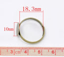 10 Antique Bronze metal Ring Base Blank . Glue-on . Size 8 adjustable. fin0264