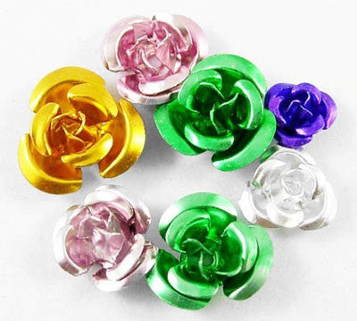 Tiny Aluminum FLOWER Beads, mixed colors . 25 pieces bme0337