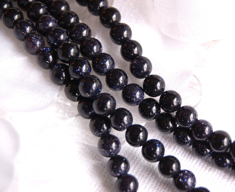 6mm BLUE GOLDSTONE Round Beads, full strand . about 65 beads ggs0004