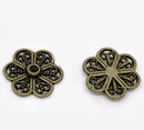 20 Antique Bronze Metal Round FLOWER Flatback Embellishment Findings . chb0226