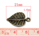 10 Antique Bronze Metal LEAF Charm Pendants. CHB0120