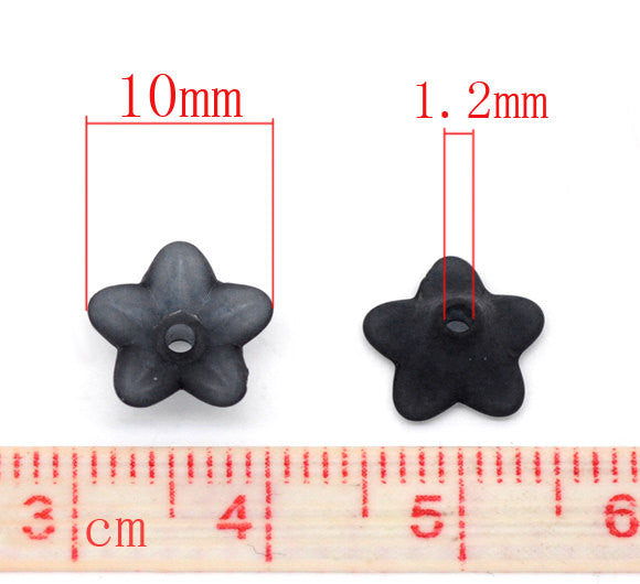50 Frosted Acrylic BLACK LILY Flower Charm Pendants, bac0252a