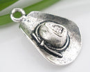 Silver Metal COWBOY HAT Charm Pendants  . 10 pieces  Chs0029