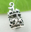 4 Silver Metal CAROUSEL CHARMS or Pendants . chs0225