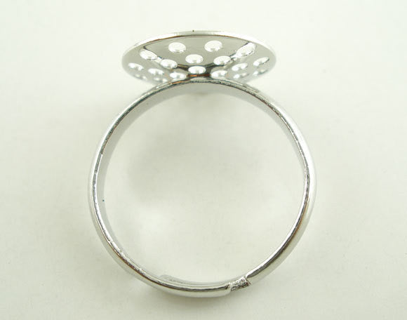 5 PCs Adjustable Silver Tone Ring Base Blank Findings (US 8) . fin0268