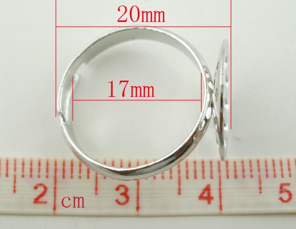 5 PCs Adjustable Silver Tone Ring Base Blank Findings (US 8) . fin0268