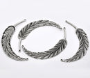 2 LARGE Silver Metal FEATHER Charms or Pendants  chs0937