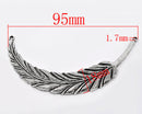 2 LARGE Silver Metal FEATHER Charms or Pendants  chs0937