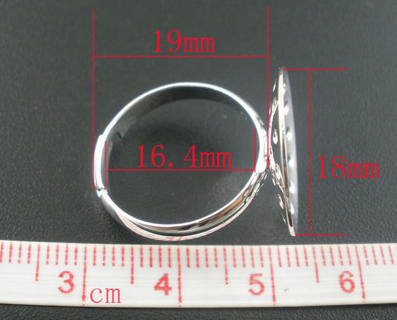 5 PCs Adjustable Silver Tone Ring Base Blank Findings . fin0267