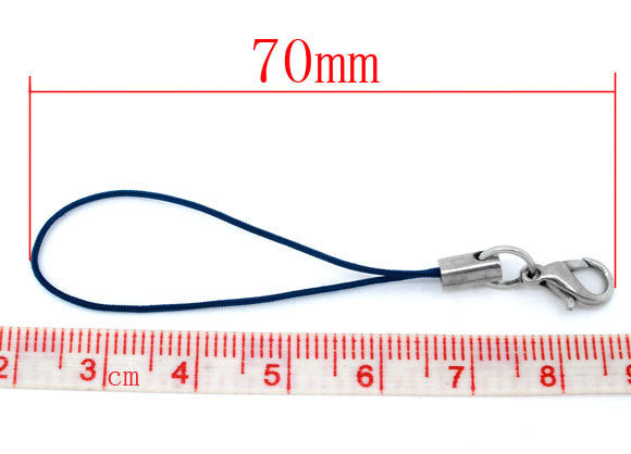 ROYAL BLUE Cell Phone Charm Cords with Lobster Clasps . 10 pieces fin0332