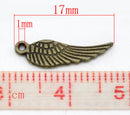 20 Small Antique Bronze Metal ANGEL or BIRD Wing Charm Pendants. chb0137