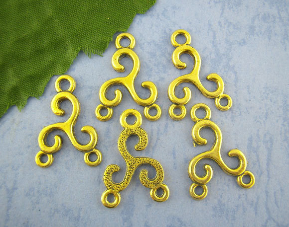 10 Antique Gold Tone Metal Tri-Piece Jewelry Connectors for Rosary, Multi-Strand Necklaces . CHG0038