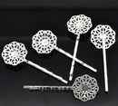 Silver Plated Filigree Flower Bobby Pins Hair Clips . 10 pieces . fin0258