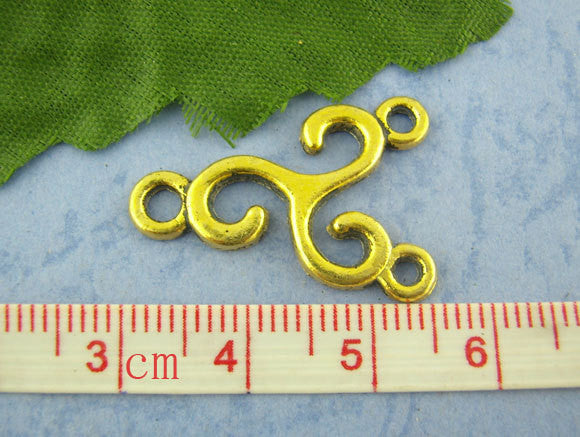 10 Antique Gold Tone Metal Tri-Piece Jewelry Connectors for Rosary, Multi-Strand Necklaces . CHG0038