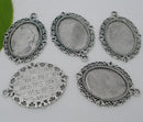 5 Picture Frame Charm Pendant Blank for Cameo . Tibetan Silver Style . 6 pieces chs0116