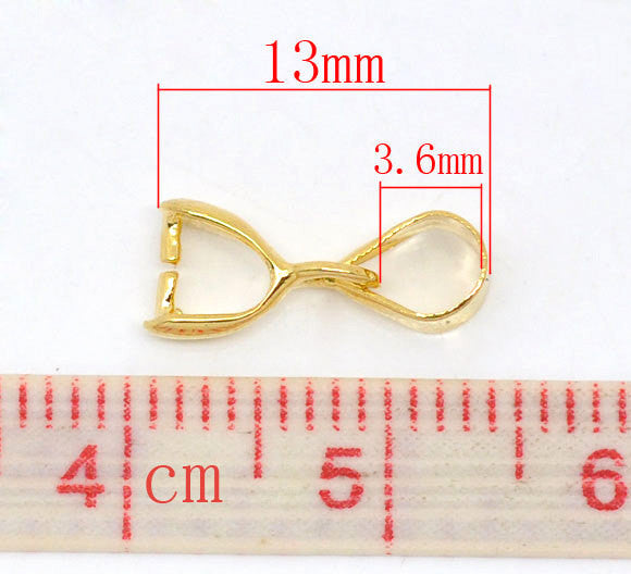 10 Gold Plated Pinch Clip Bail Beads Findings for Pendants   13x5mm   fba0039