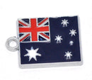 4 Silver Metal Enamel AUSTRALIA FLAG Charms or Pendants che0178