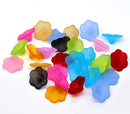 Frosted Acrylic TRUMPET FLOWER Lily Charm Beads . 20 pieces . random colors  bac0141
