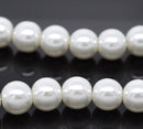 30 Large BRIDAL WHITE Round Glass Pearls 12mm  bgl0474