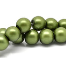 10mm OLIVE GREEN MATTE Round Glass Beads  40 beads  bgl0460
