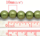 10mm OLIVE GREEN MATTE Round Glass Beads  40 beads  bgl0460
