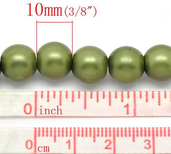 10mm OLIVE GREEN MATTE Round Glass Beads  40 beads  bgl0460