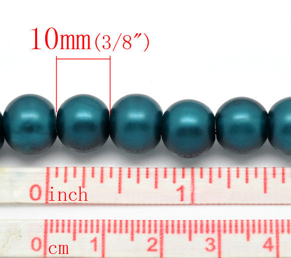 10mm Deep Rich TEAL BLUE MATTE Round Glass Beads  40 beads  bgl0455
