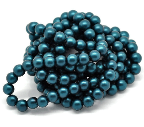 10mm Deep Rich TEAL BLUE MATTE Round Glass Beads  40 beads  bgl0455