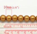 10mm Deep Rich GOLDEN AMBER Matte Round Glass Pearl Beads  40 beads  bgl0473