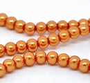 8mm LIGHT PUMPKIN ORANGE Round Glass Pearls . 50 beads . bgl0438