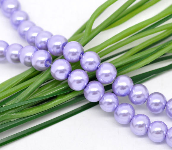 8mm VIOLET LILAC LAVENDER Round Glass Pearls  50 beads  bgl0449
