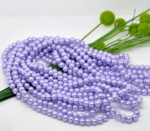 8mm VIOLET LILAC LAVENDER Round Glass Pearls  50 beads  bgl0449
