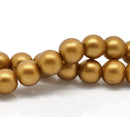 10mm Deep Rich GOLDEN AMBER Matte Round Glass Pearl Beads  40 beads  bgl0473