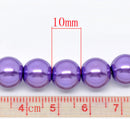 10mm GRAPE PURPLE Round Glass Pearls  40 beads  bgl0457