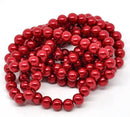 10mm CHRISTMAS RED Round Glass Pearl Beads  40 beads  bgl0471