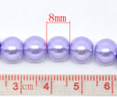 8mm VIOLET LILAC LAVENDER Round Glass Pearls  50 beads  bgl0449