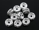6mm CLEAR Rhinestone Crystal Spacer Rondelle Beads . 30 pieces  bme0195