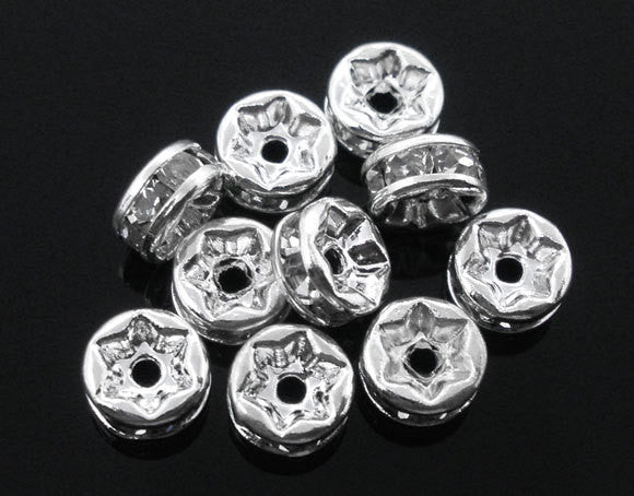 6mm CLEAR Rhinestone Crystal Spacer Rondelle Beads . 30 pieces  bme0195