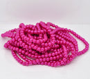 6mm HOT PINK FUCHSIA Round Glass Pearls . long 32" strand . about 145 beads bgl0021