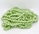 6mm SPRING GREEN Round Glass Pearls . long 32" strand . about 145 beads  bgl0416