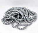 6mm SILVER GRAY Round Glass Pearls . long 32" strand . about 145 beads bgl0022