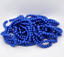 6mm SAPPHIRE BLUE Round Glass Pearls . 1 long strand . about 145 beads  bgl0409