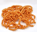 6mm PUMPKIN ORANGE Round Glass Pearls . long 32" strand . about 145 beads  bgl0415