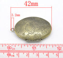 2 Antique Bronze Flower Pattern Oval Picture/ Photo Frame Locket Pendants 42x27mm (Fits 28.5x17.5mm) CHB0154