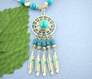 50 FEATHER CHARMS . pewter with turquoise enamel accent, bulk, che0232b