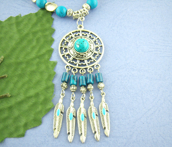 10 Turquoise FEATHER CHARMS . pewter with turquoise enamel accent che0232a
